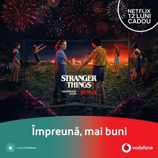 Încă un motiv ca să-ţi petreci timpul alături de cei dragi Crăciunul acesta: 12 luni de Netflix, cadou pentru clienţii comuni Vodafone și UPC la achiziţionarea de servicii