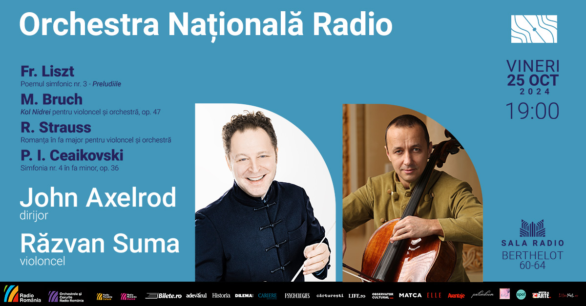Dirijorul american John Axelrod: concert Liszt / Bruch / R. Strauss / Ceaikovski la Sala Radio