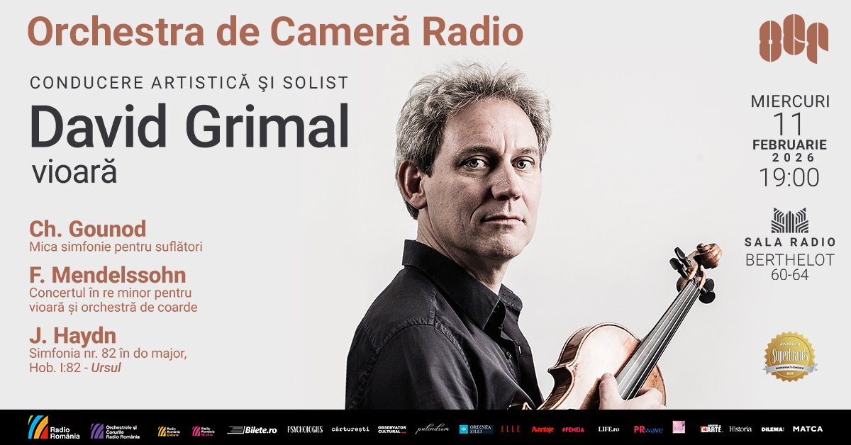 Violonistul francez David Grimal:concert Gounod/ Mendelssohn/ Haydn la Sala Radio