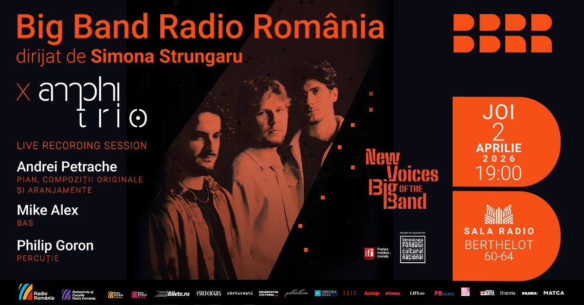 New Voices of the Big Band: concert de jazz prezentat de Big Band-ul Radio România și trio-ul AMPHITRIO