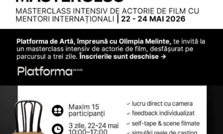 Directoarea de casting a lui Paolo Sorrentino vine la București pentru un masterclass de film dedicat actorilor profesioniști, organizat de actrița Olimpia Melinte în colaborare cu Platforma de Arte