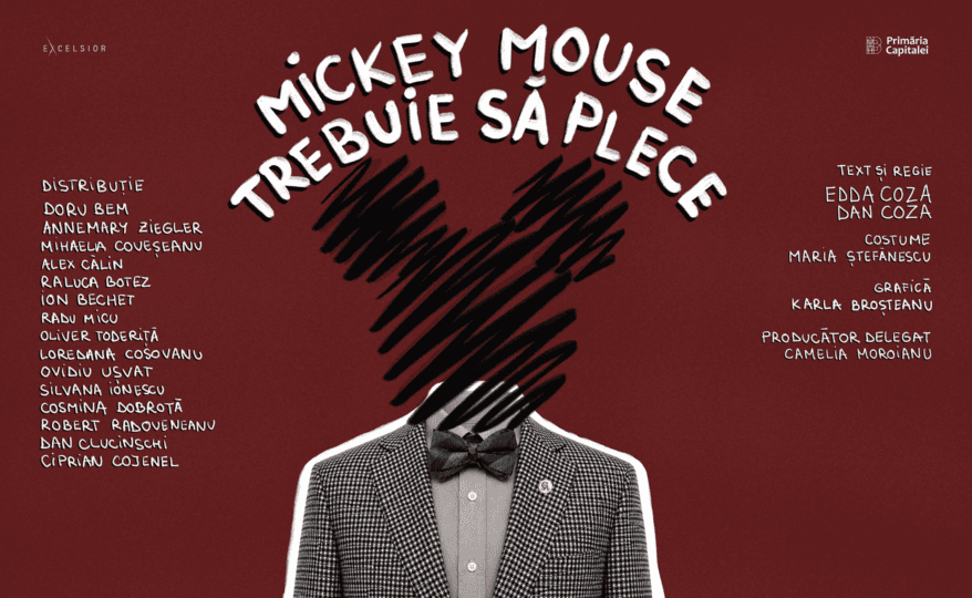 Teatrul EXCELSIOR anunță premiera spectacolului itinerant MICKEY MOUSE TREBUIE SĂ PLECE, un traseu performativ prin culisele unui liceu aflat în pragul imploziei