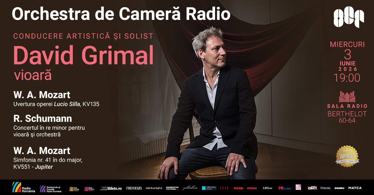 Violonistul francez David Grimal, un Stradivarius din 1710, Mozart și Schumann la Sala Radio