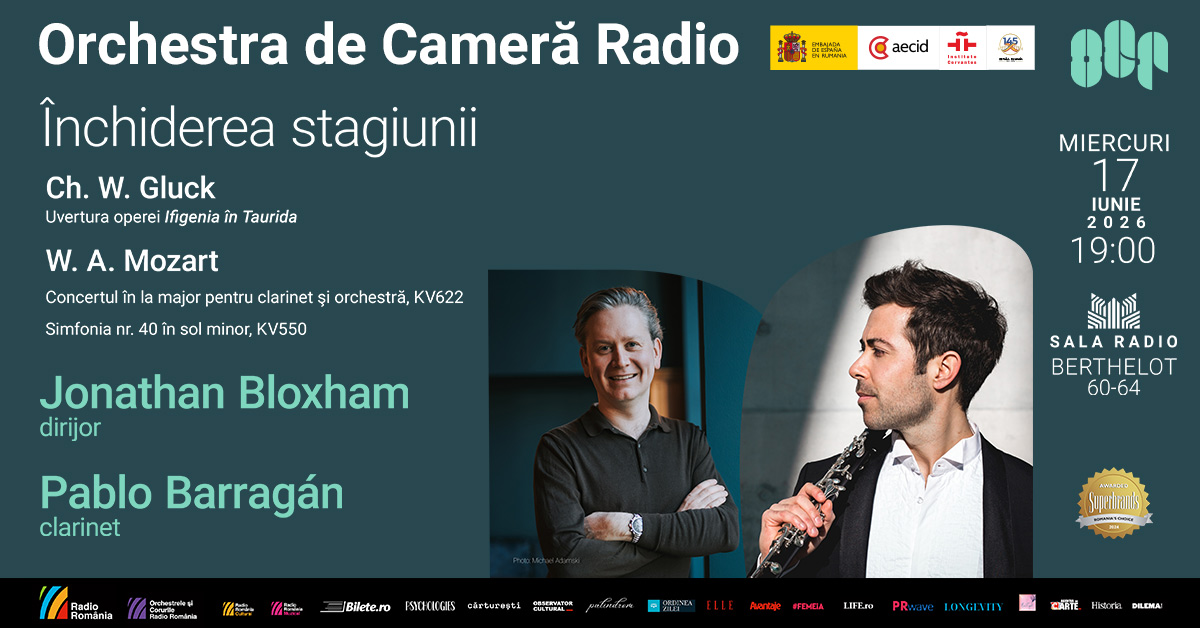 Dirijorul britanic Jonathan Bloxham și clarinetistul spaniol Pablo Barragán închid stagiunea Orchestrei de Cameră Radio