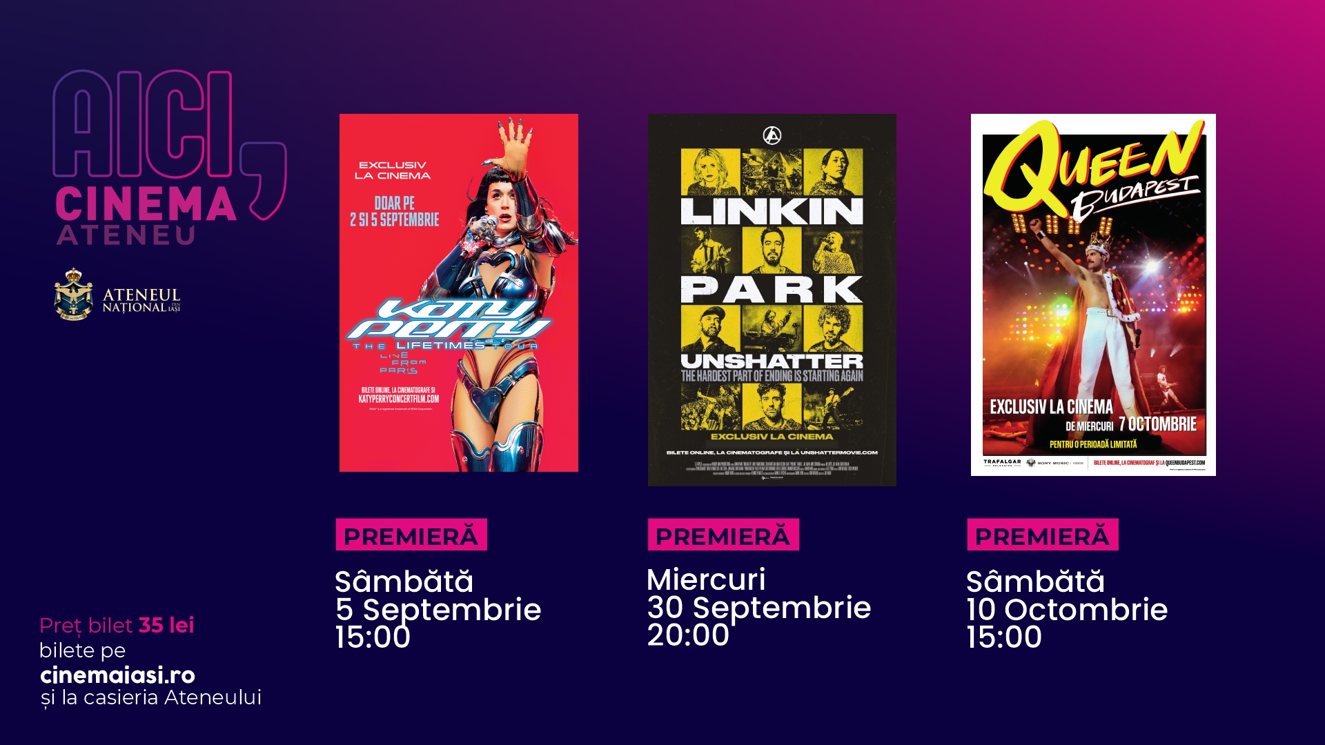 Magia marilor scene internaționale pe marele ecran: concerte transmise la Cinema Ateneu Iași